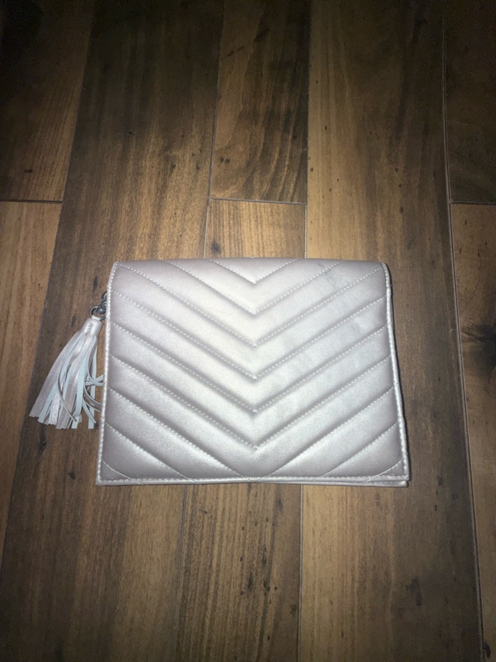 Neiman Marcus Quilted Chevron Wristlet Clutch - Light Pink